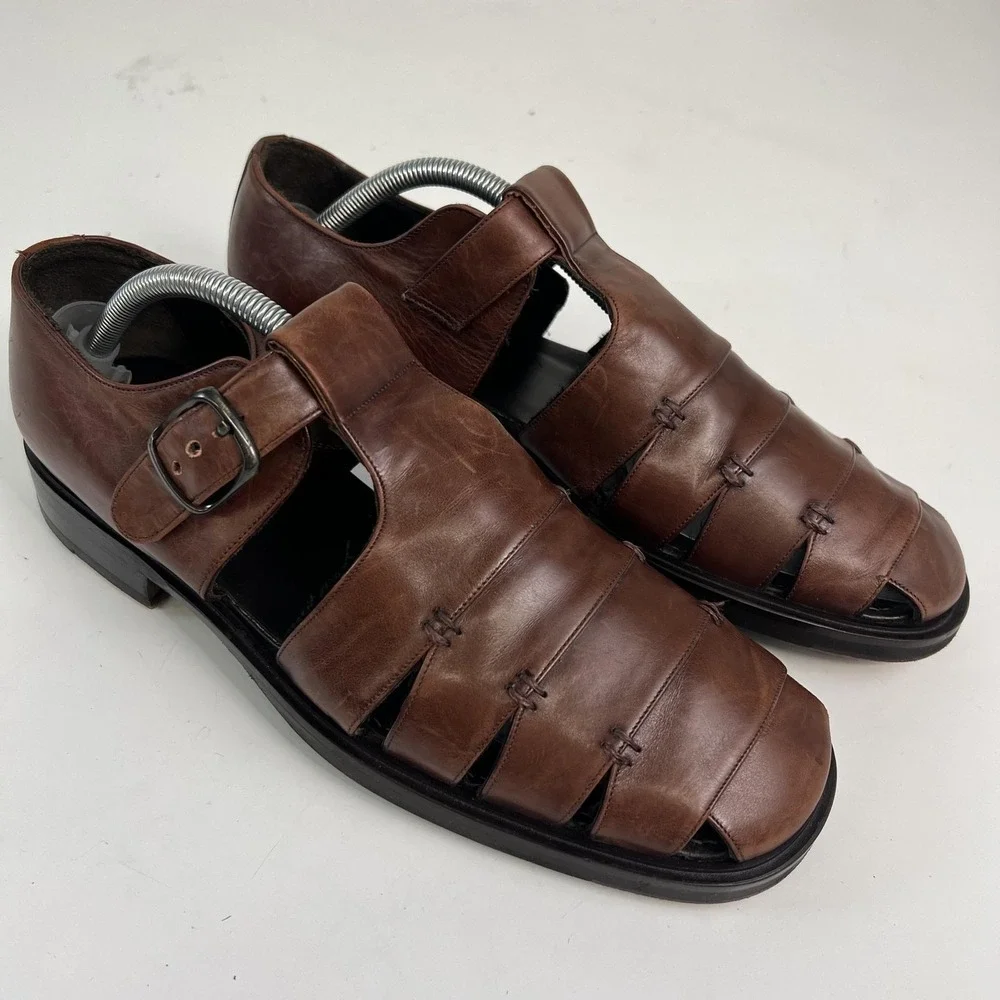 Mezlan Shoes Mens Size 10 M Brown Leather Diablo Fisherman Sandals Buckle